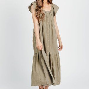 Piper & Scoot Ivvy Button Down Midi Dress in Olive